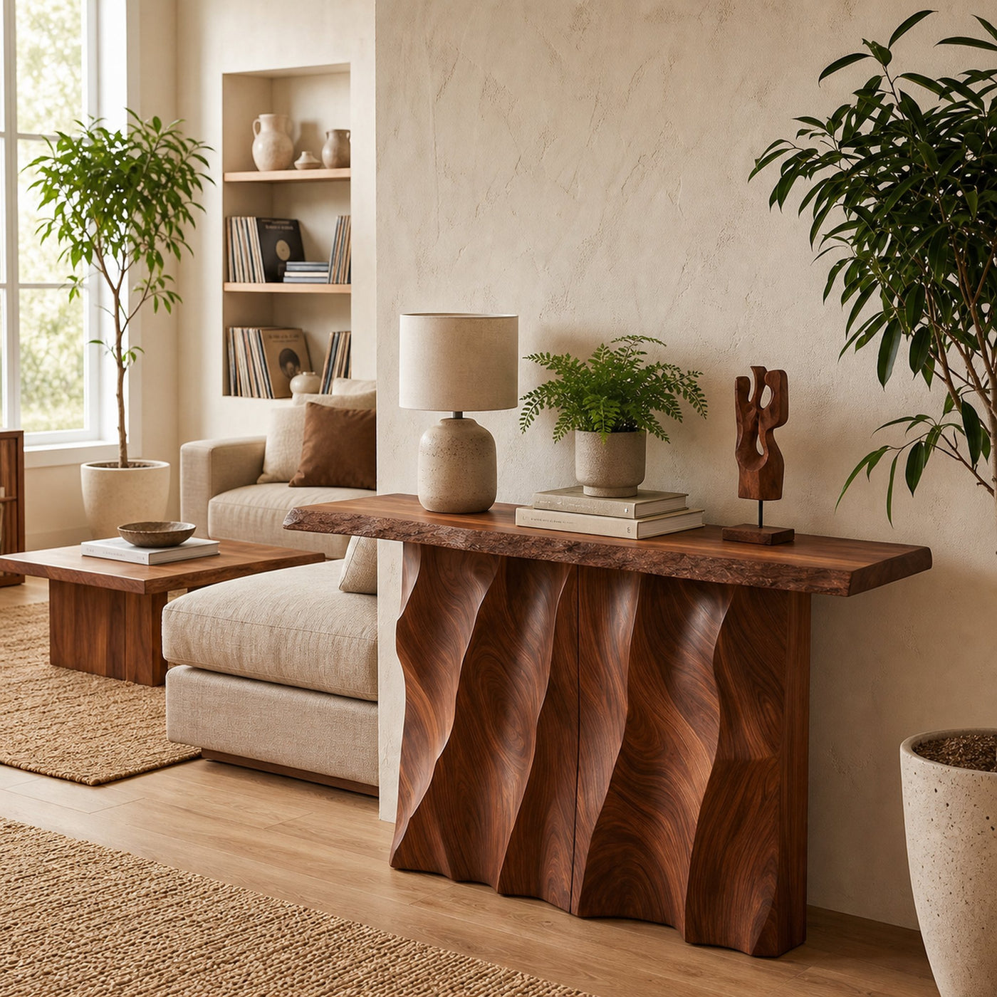 Mid Century Carved Accent Table For Lounge Interior Area - product view 2