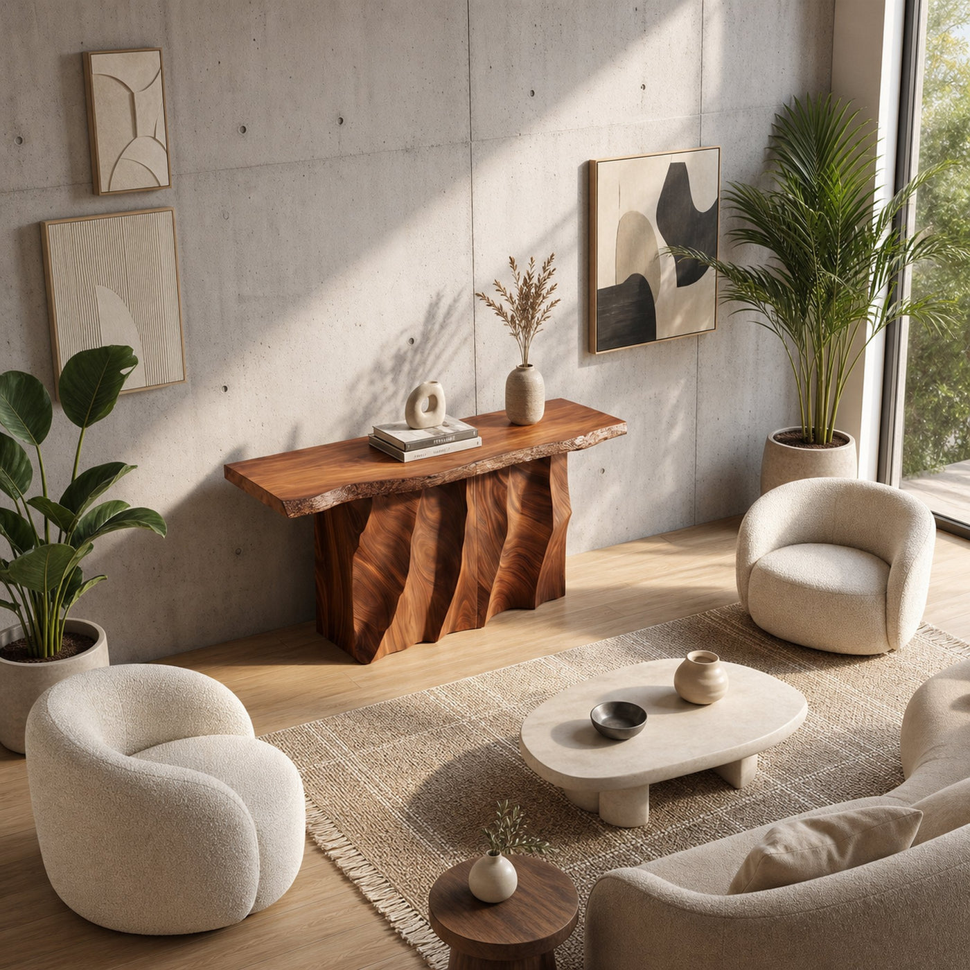 Mid Century Carved Accent Table For Lounge Interior Area - product view 3