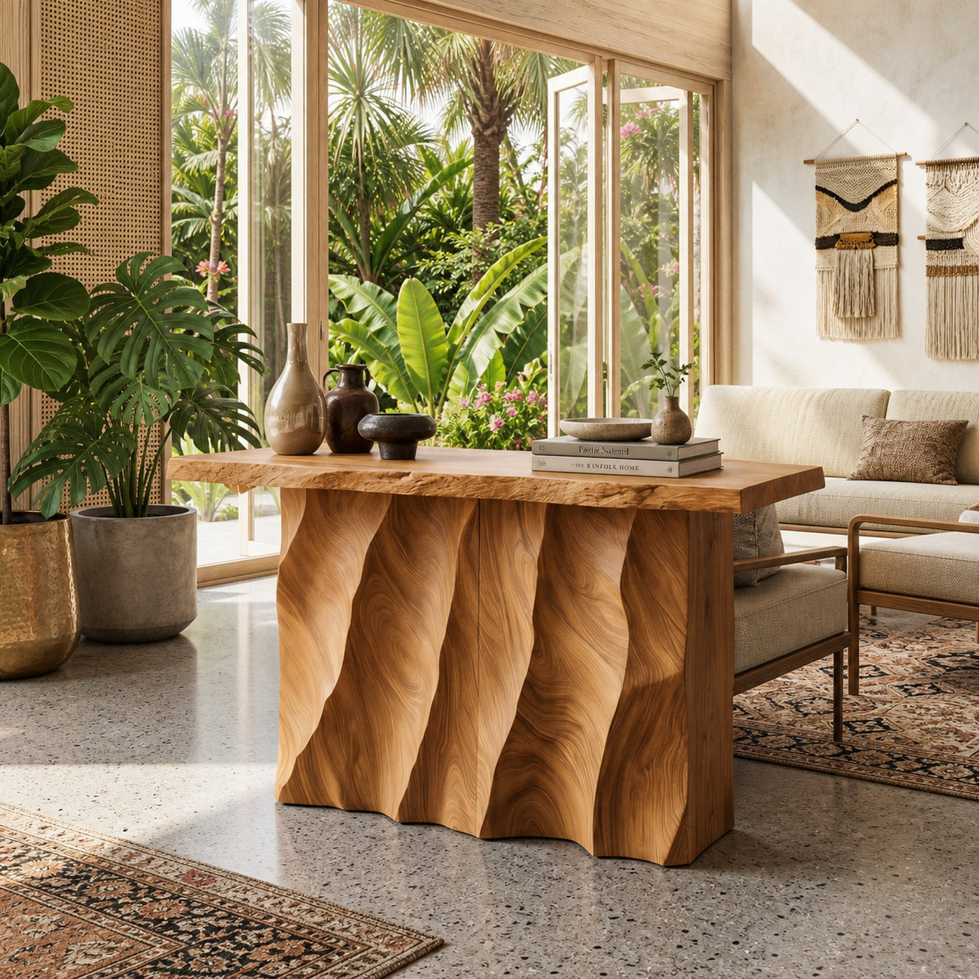 Mid Century Carved Accent Table For Lounge Interior Area - product view 5