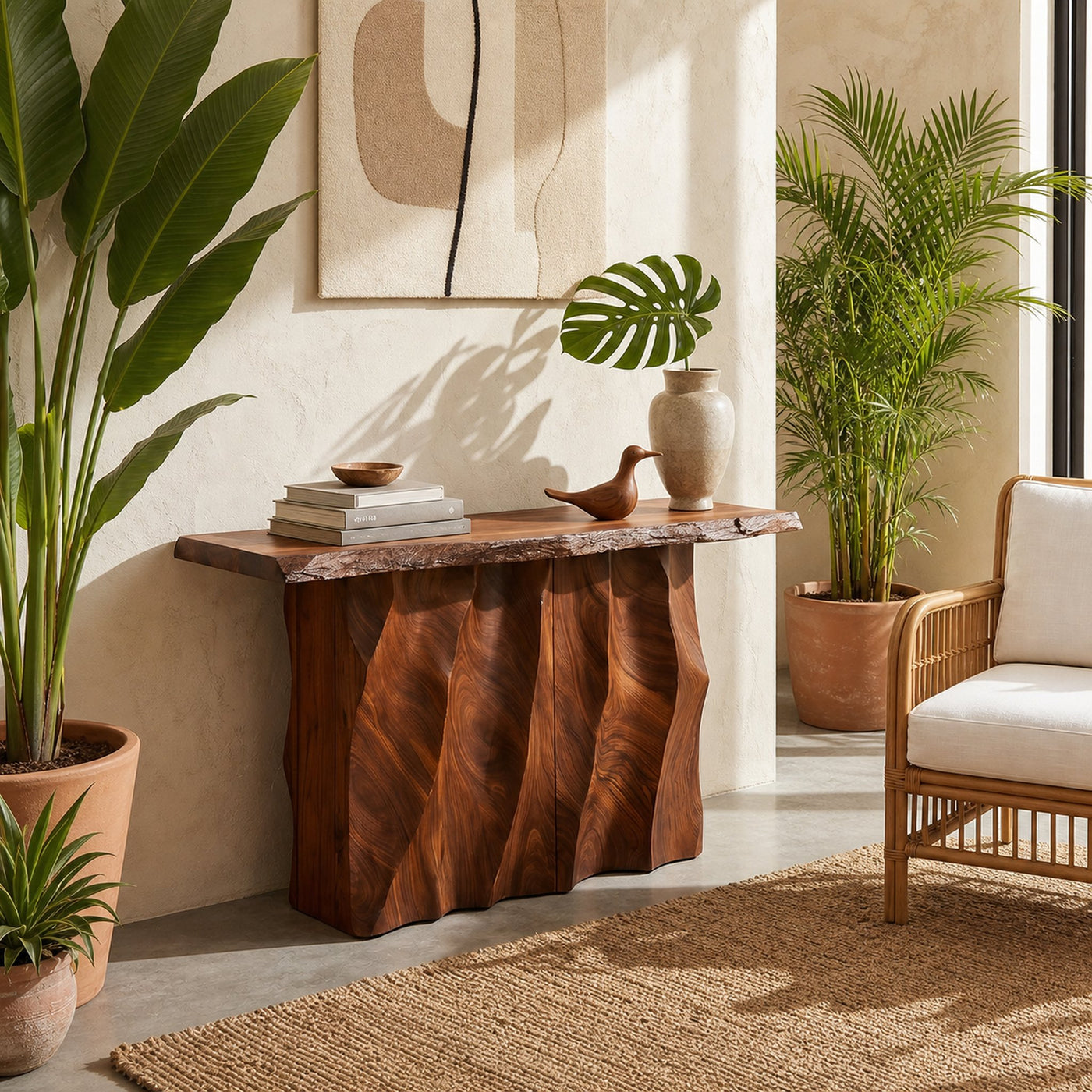 Mid Century Carved Accent Table For Lounge Interior Area - product view 6