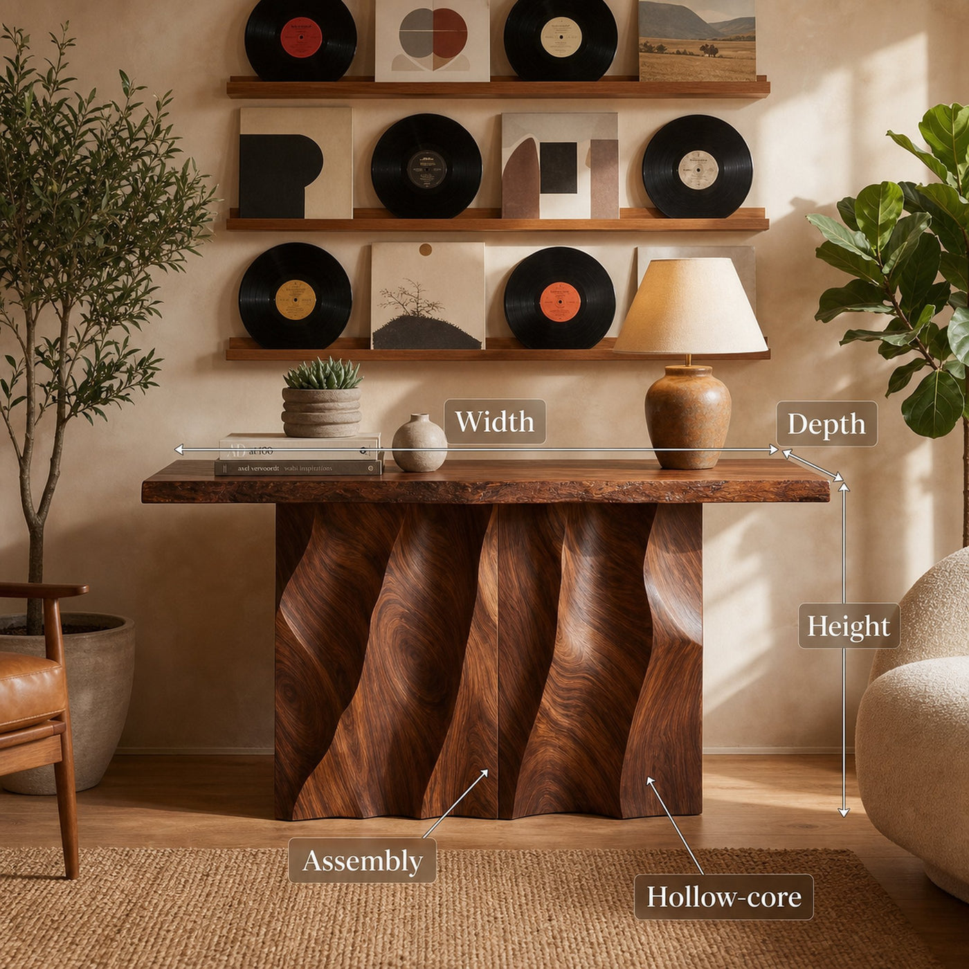 Mid Century Carved Accent Table For Lounge Interior Area - product view 8