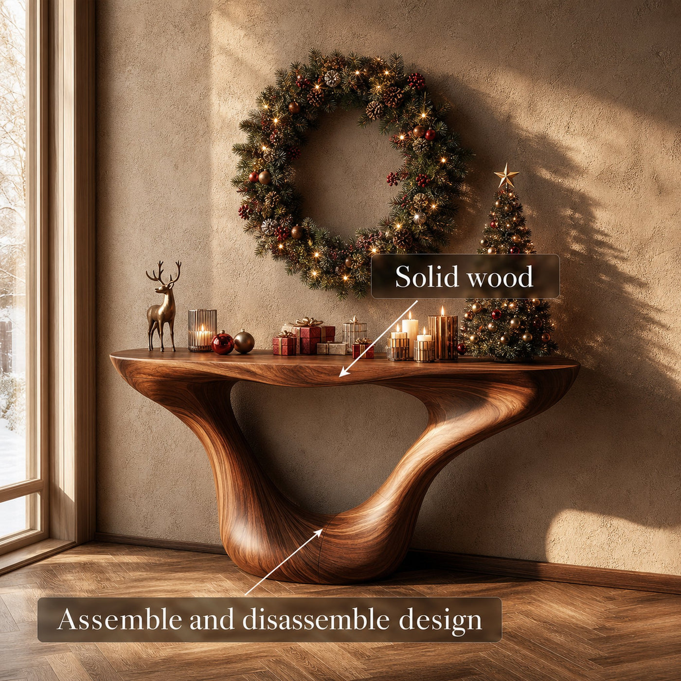 Mid Century Console Table Christmas Living Room Holiday Display - product view 6