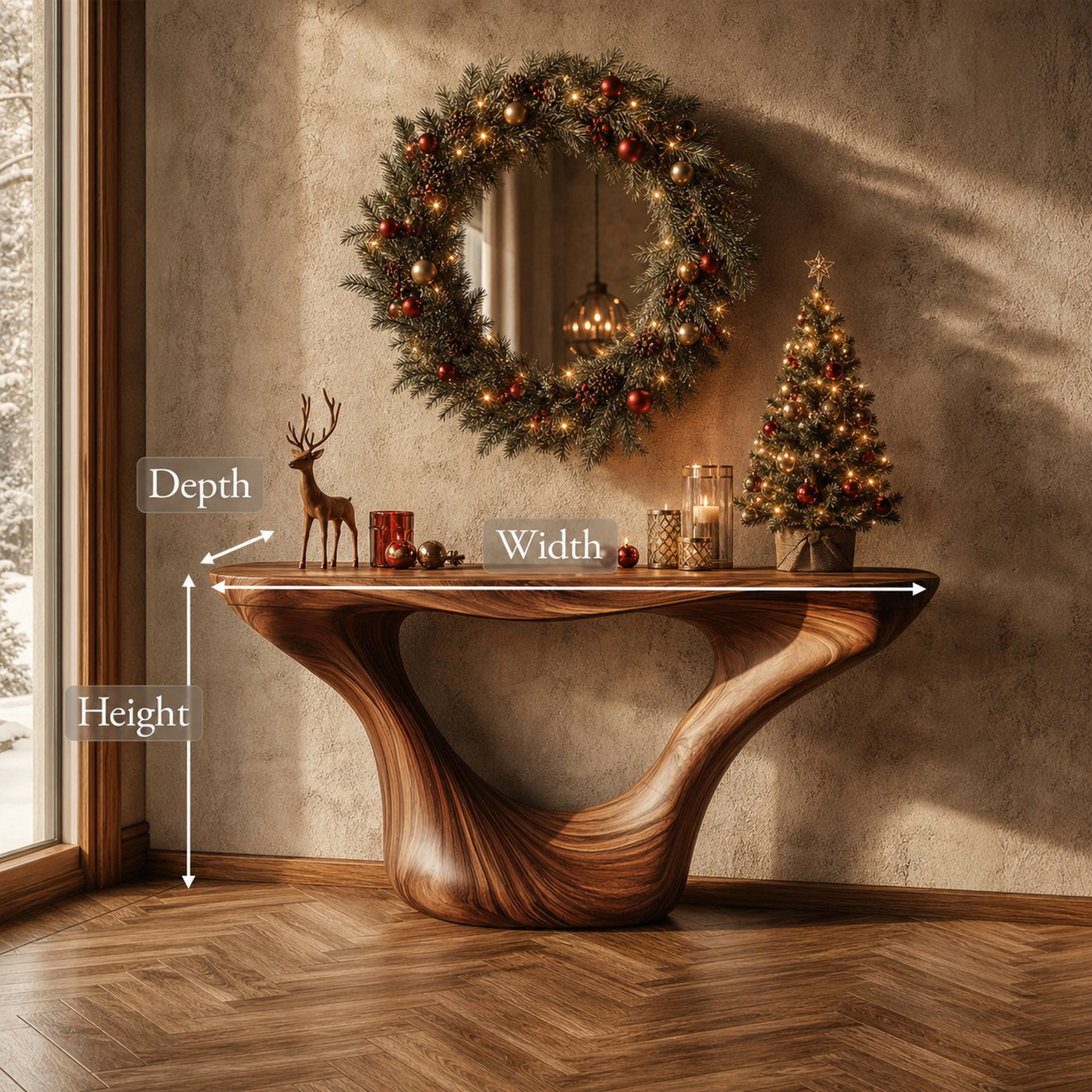 Mid Century Console Table Christmas Living Room Holiday Display - product view 7