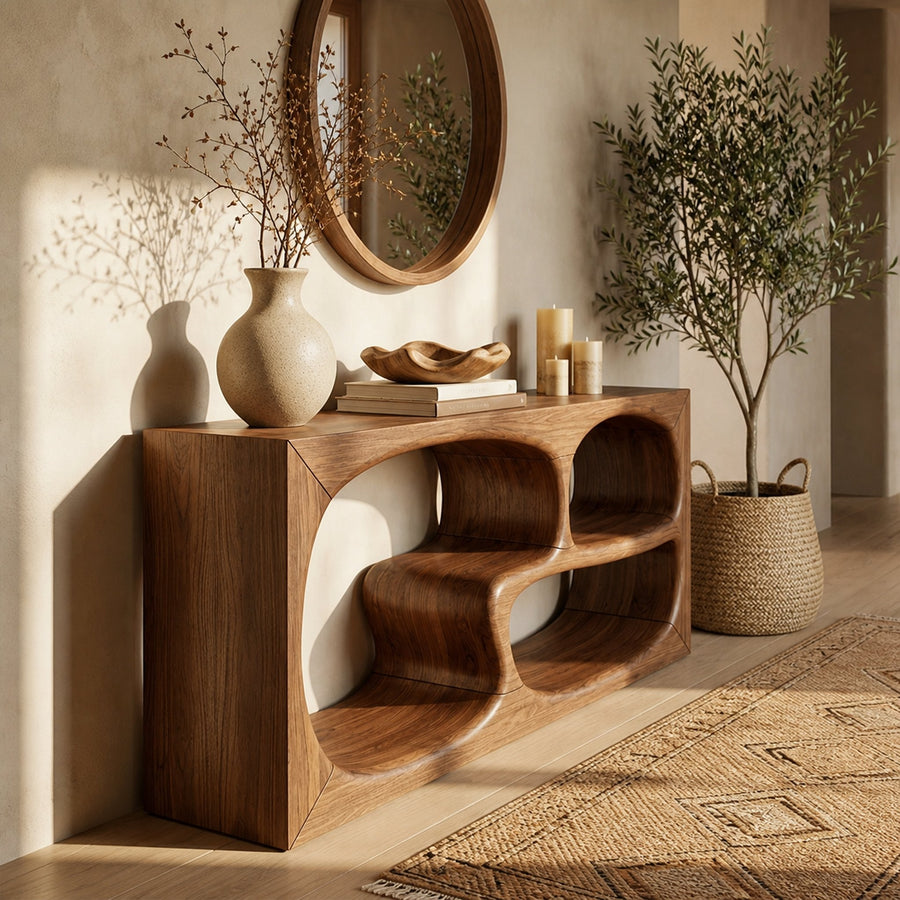 Mid Century Console Table For Hallway Entryway