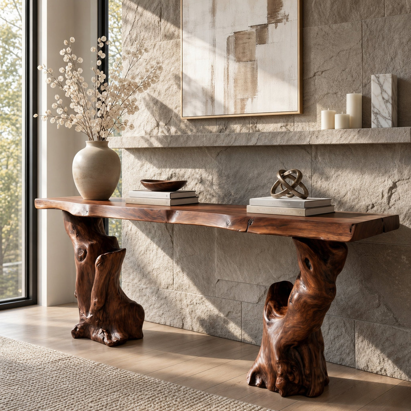 Mid Century Console Table Sculptural Wave Base Studio Apartment - product view 7
