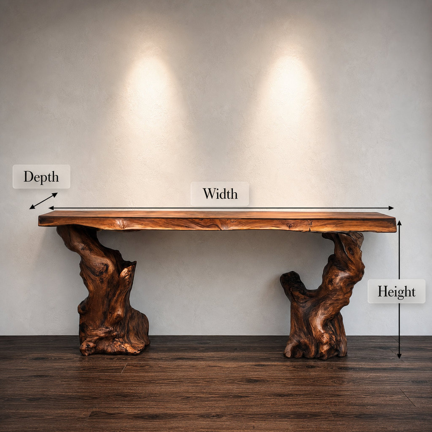 Mid Century Console Table Sculptural Wave Base Studio Apartment - product view 8