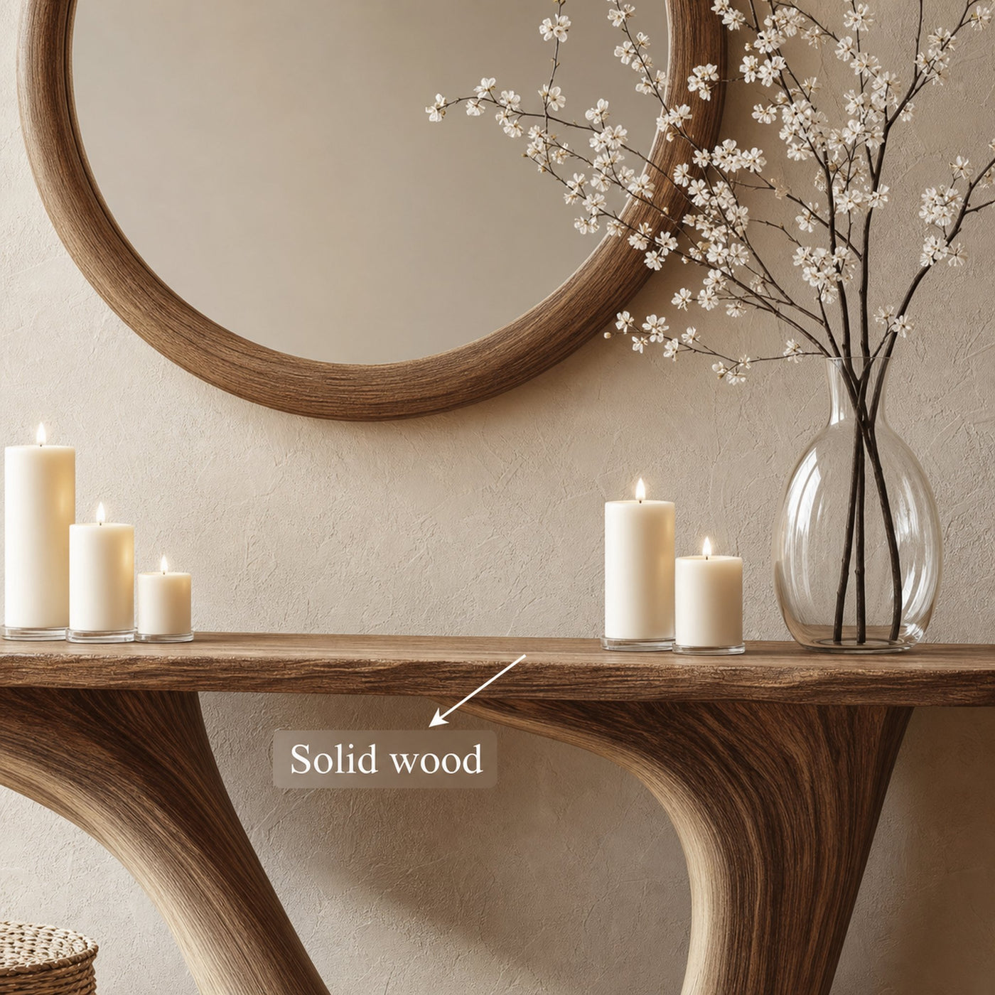 Mid Century Console Table Sculptural Wood Arch Luxury Foyer Display - product view 4