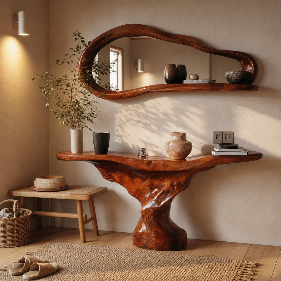 Mid Century Console Table Sculptural Wood Base Art Gallery