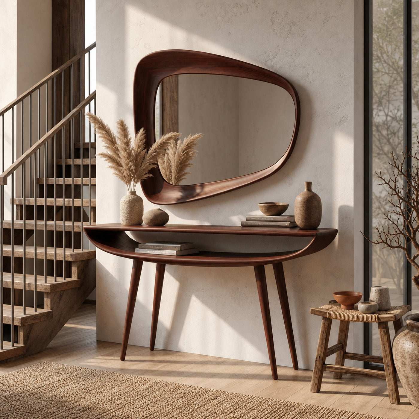 Mid Century Curved Console Table For Entryway And Bedroom - product view 7