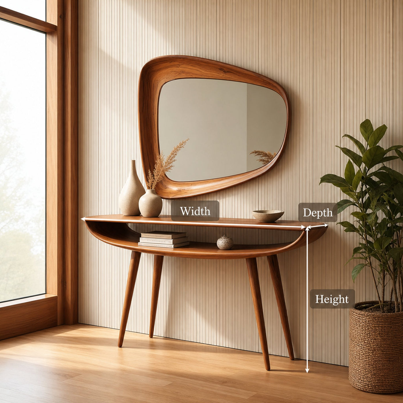 Mid Century Curved Console Table For Entryway And Bedroom - product view 8