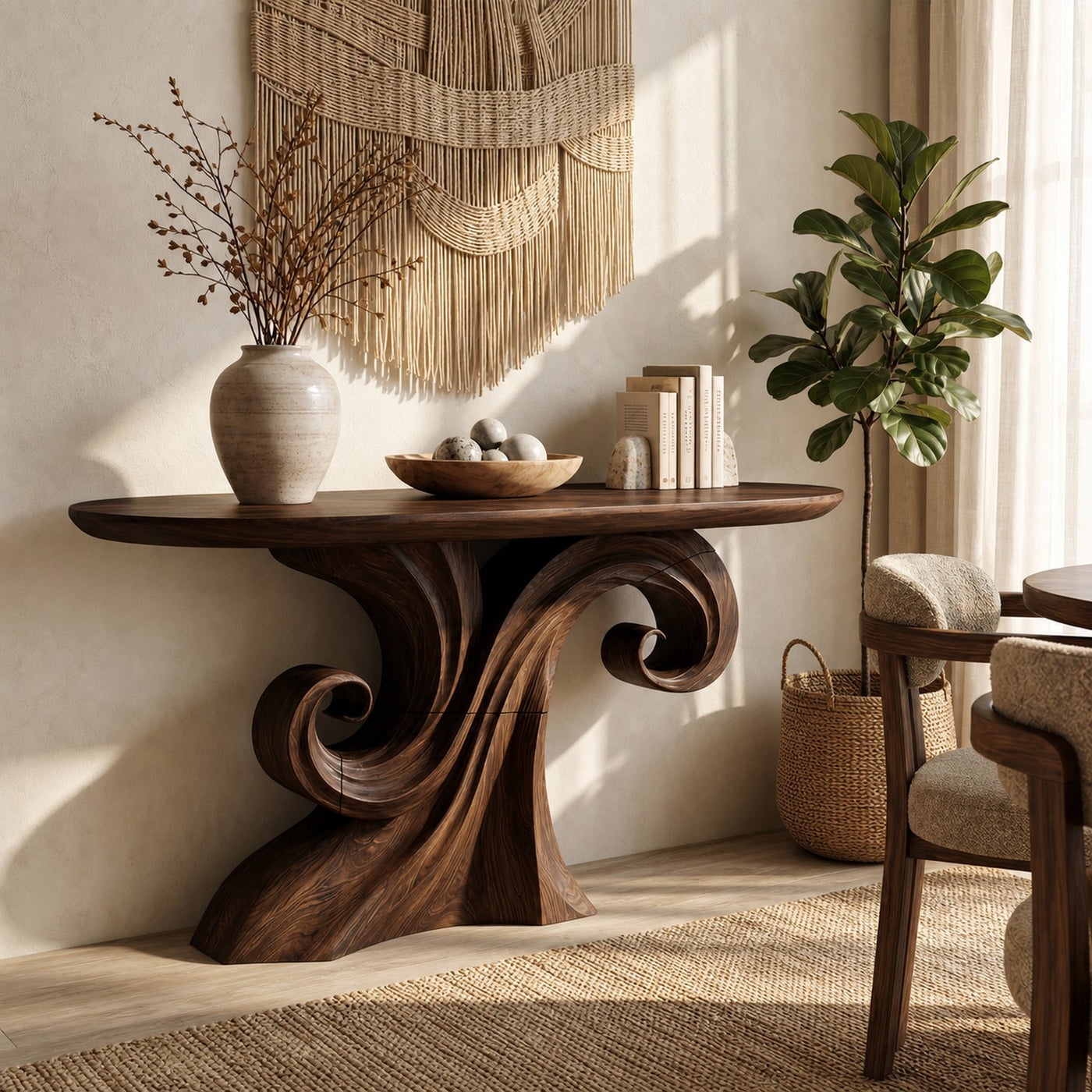 Mid Century Curved Console Table For Living Room - product view 6