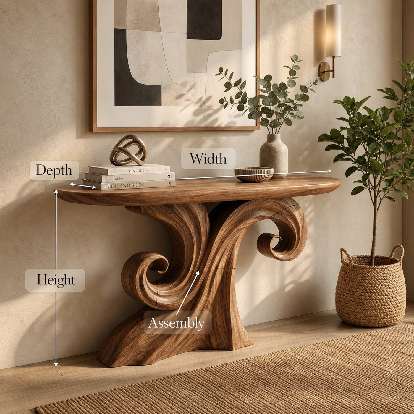 Mid Century Curved Console Table For Living Room - product view 8