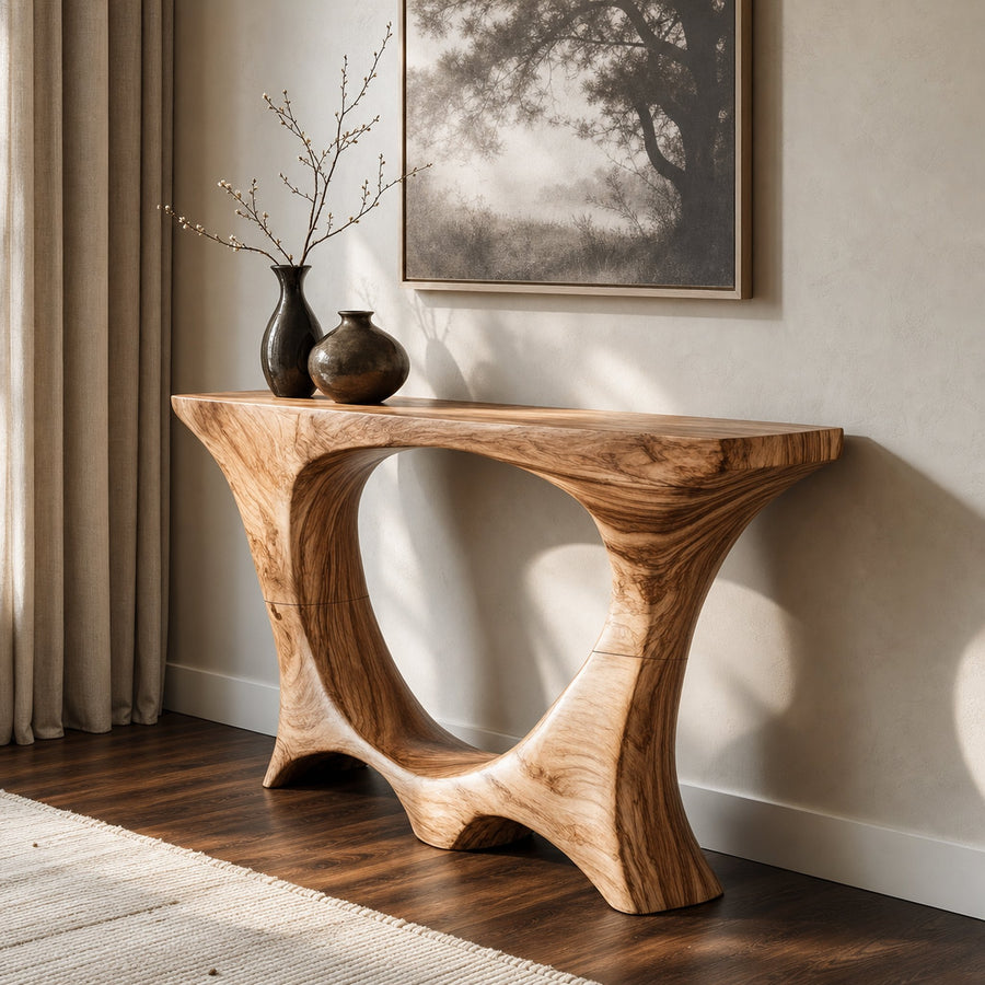 Mid Century Entry Table Handcrafted Curved Leg Hallway Opening