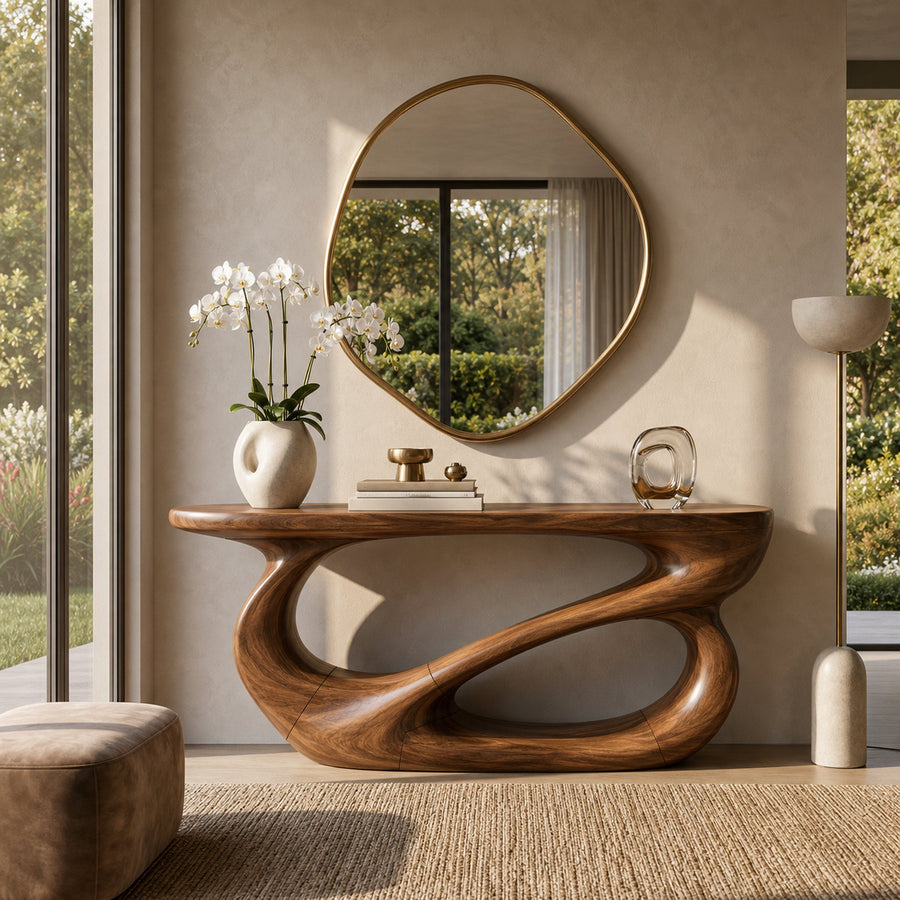 Mid Century Entryway Console Table For Living Room