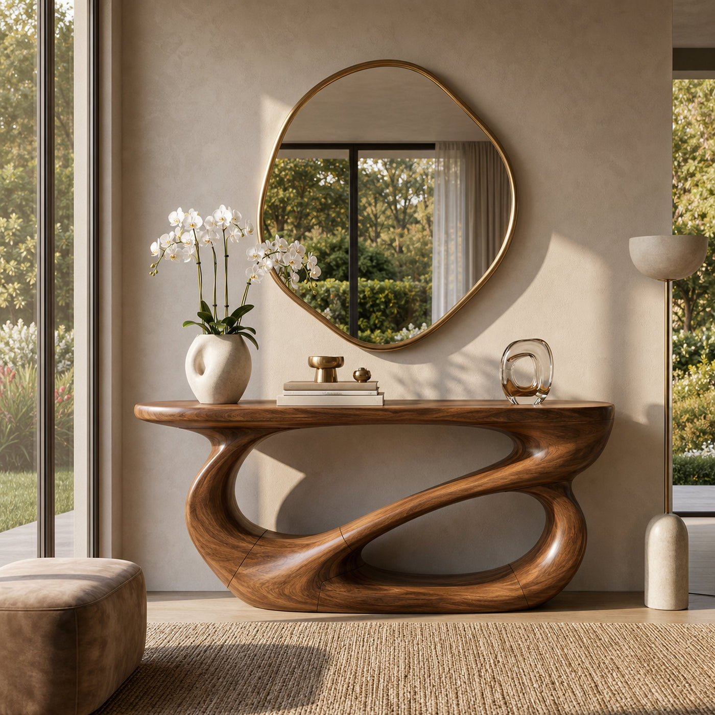 Mid Century Entryway Console Table For Living Room