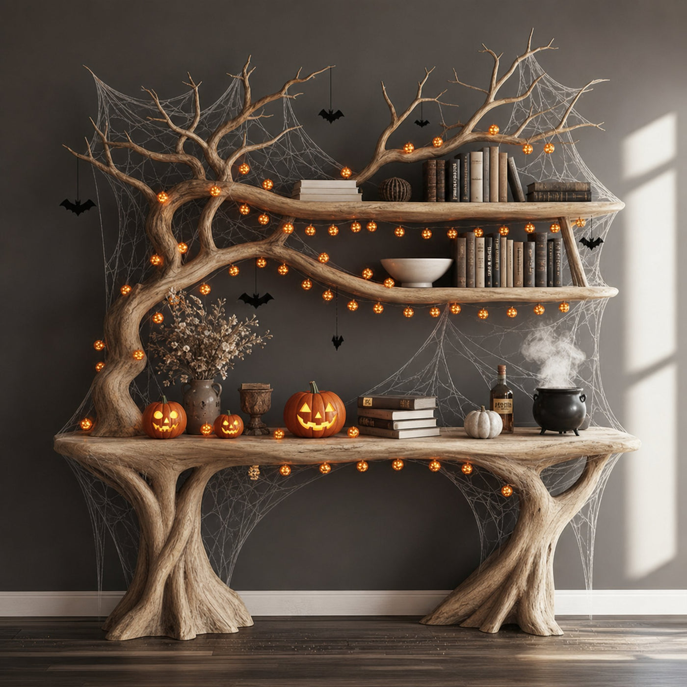 Mid Century Halloween Console Table Living Room