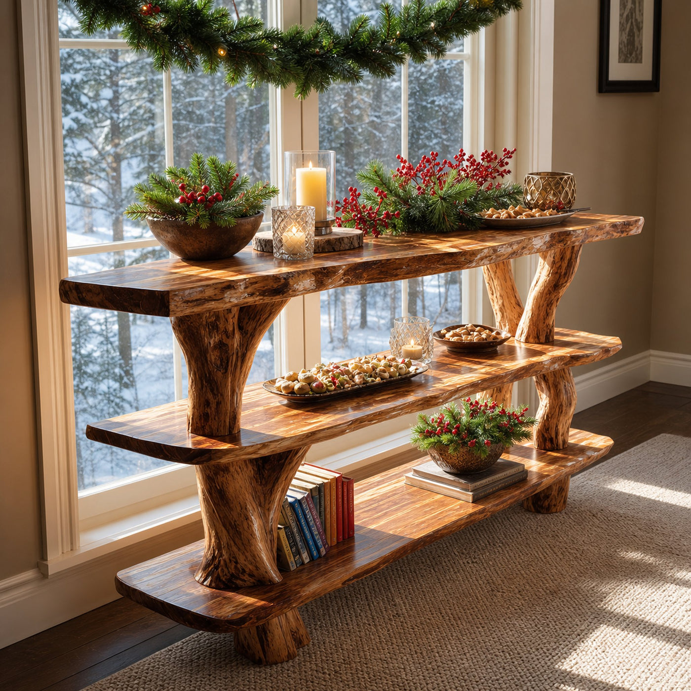 Mid Century Handcrafted Wooden Console Table For Holiday Home Decor - product view 6