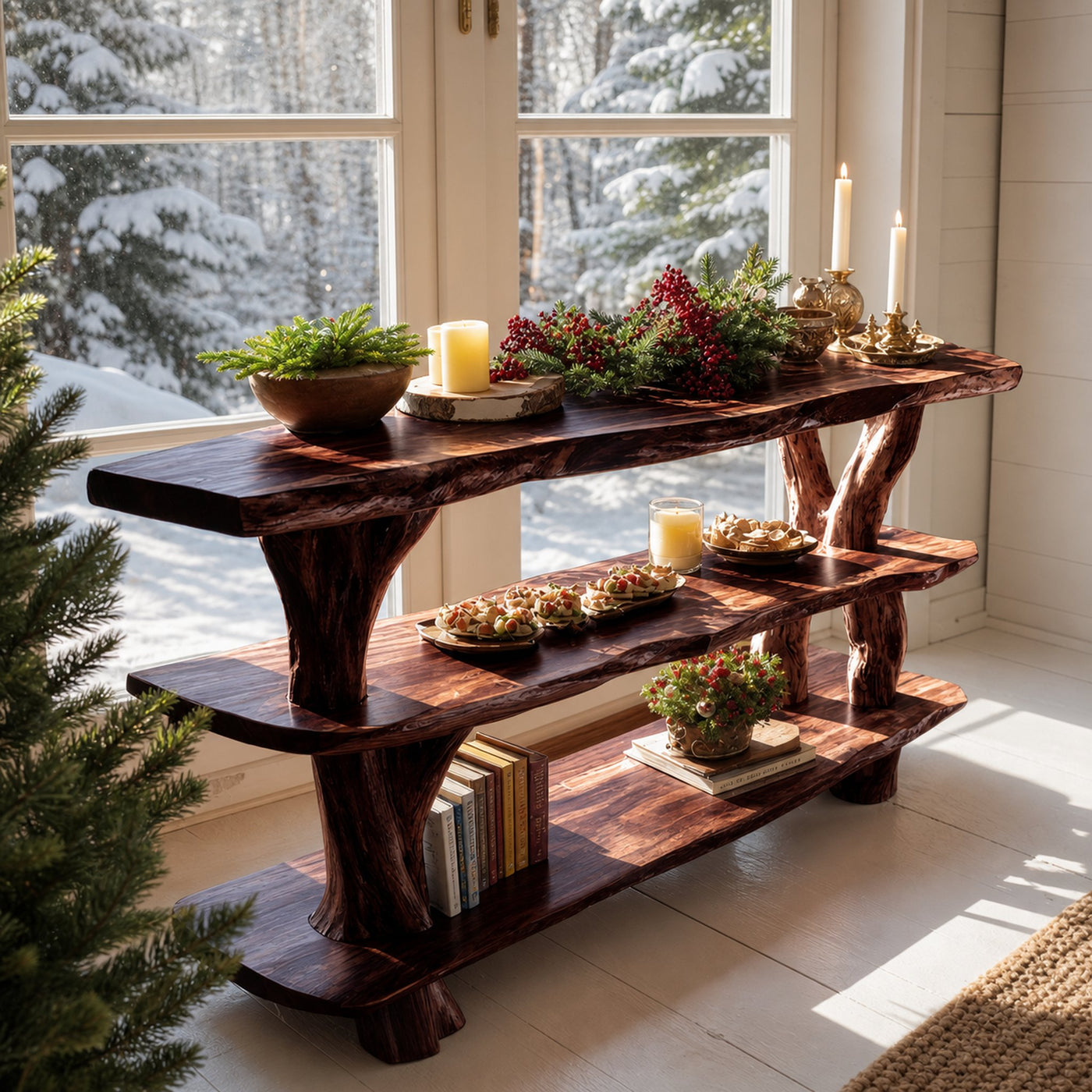 Mid Century Handcrafted Wooden Console Table For Holiday Home Decor - product view 7