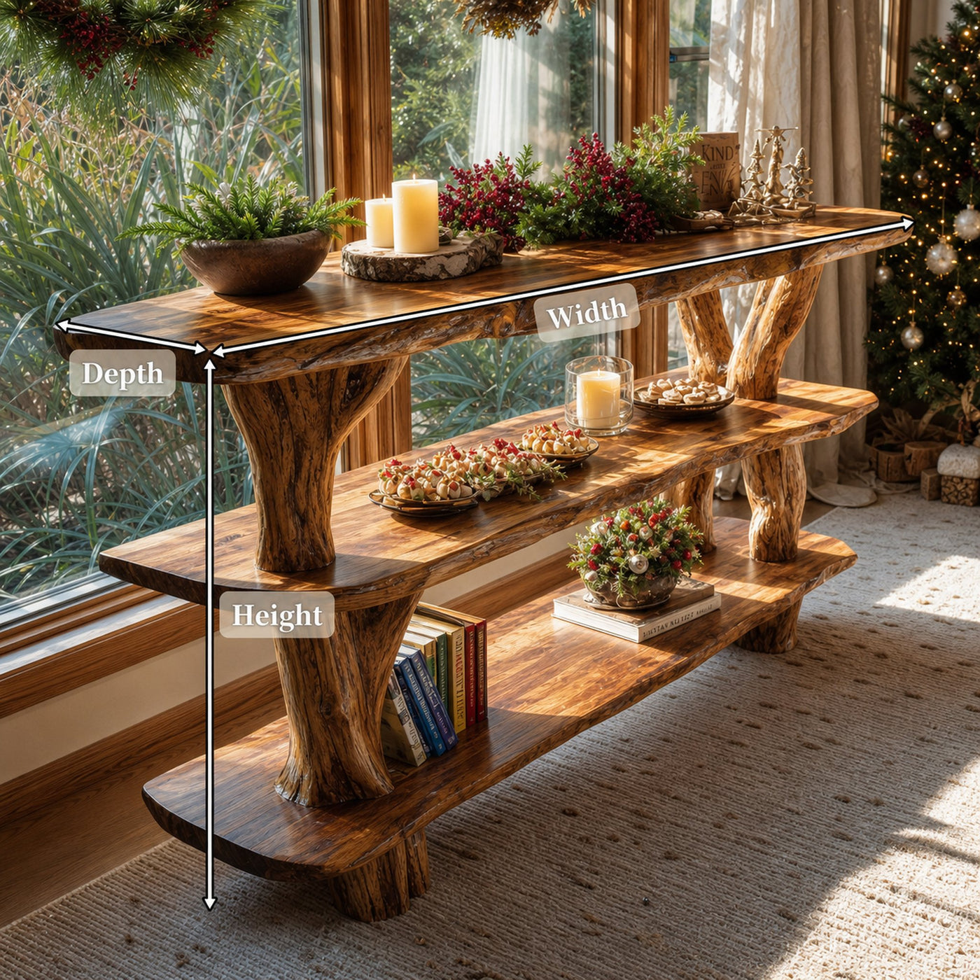 Mid Century Handcrafted Wooden Console Table For Holiday Home Decor - product view 8
