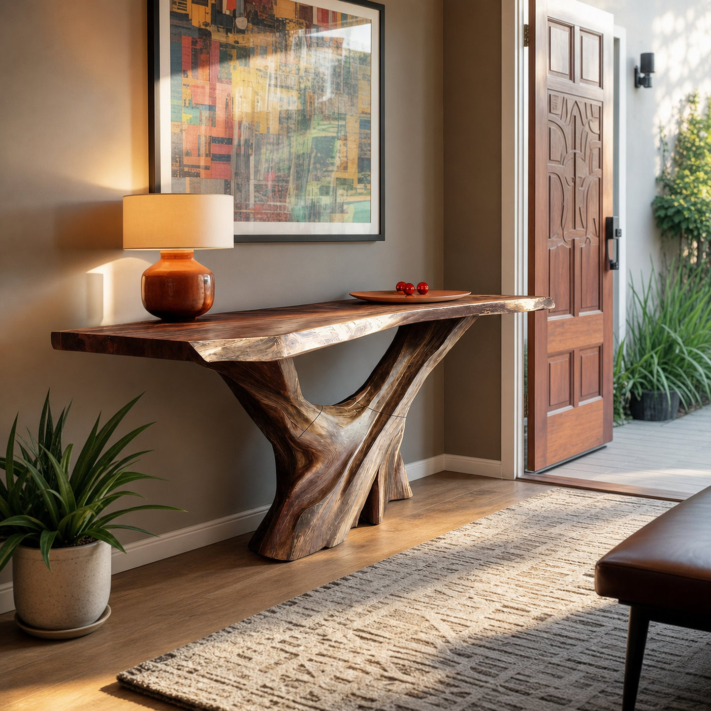 Mid Century Live Edge Console Table Artistic Wood For Furniture Decor - product view 6