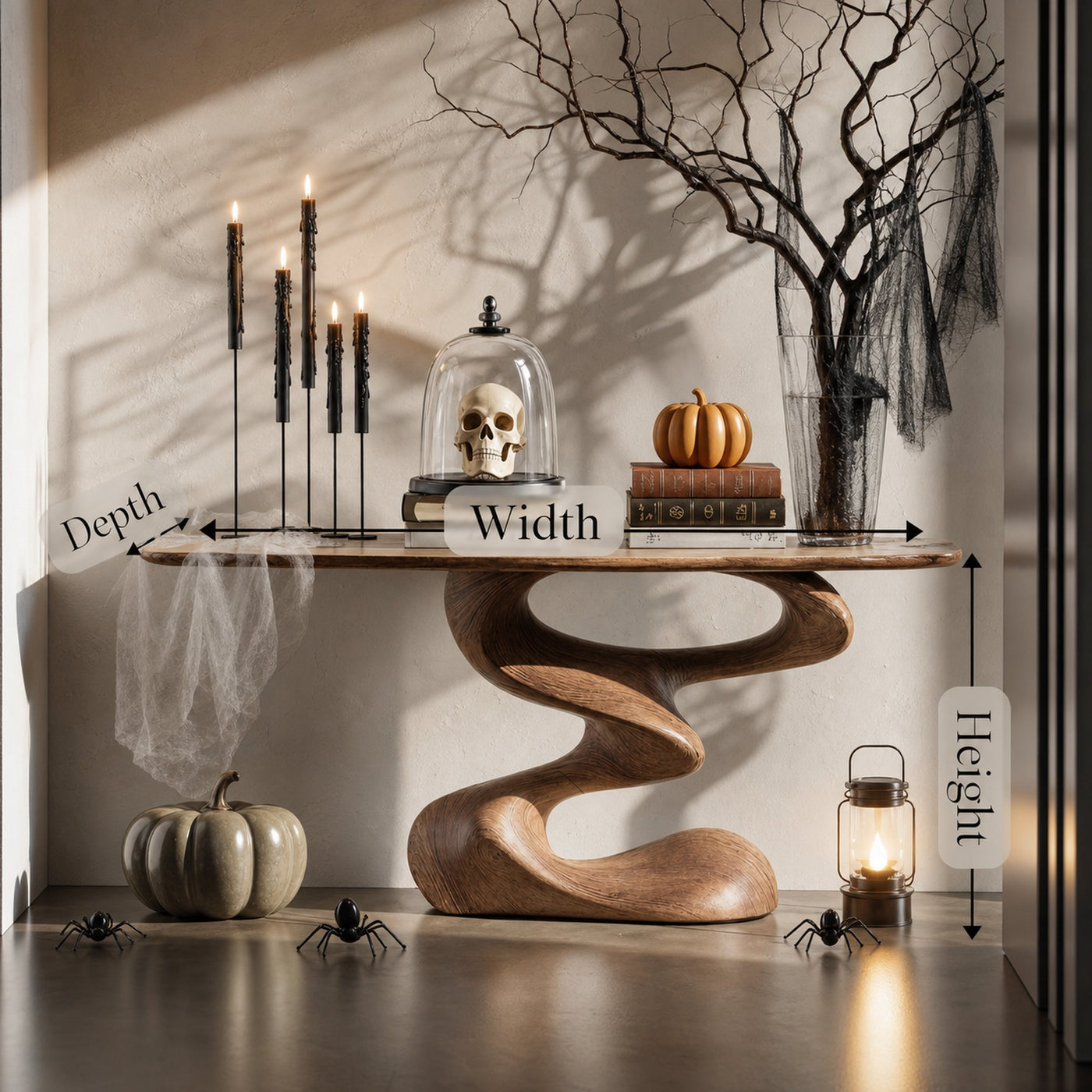 Mid Century Live Edge Console Table For Furniture Decor Halloween Design - product view 6