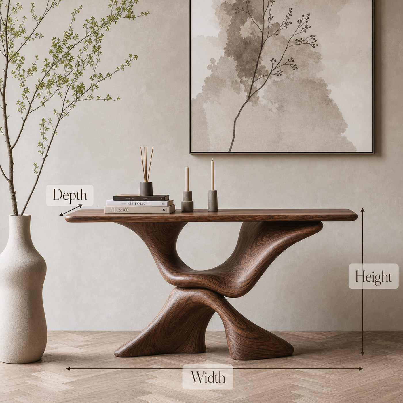 Mid Century Live Edge Console Table For Living Room - product view 6
