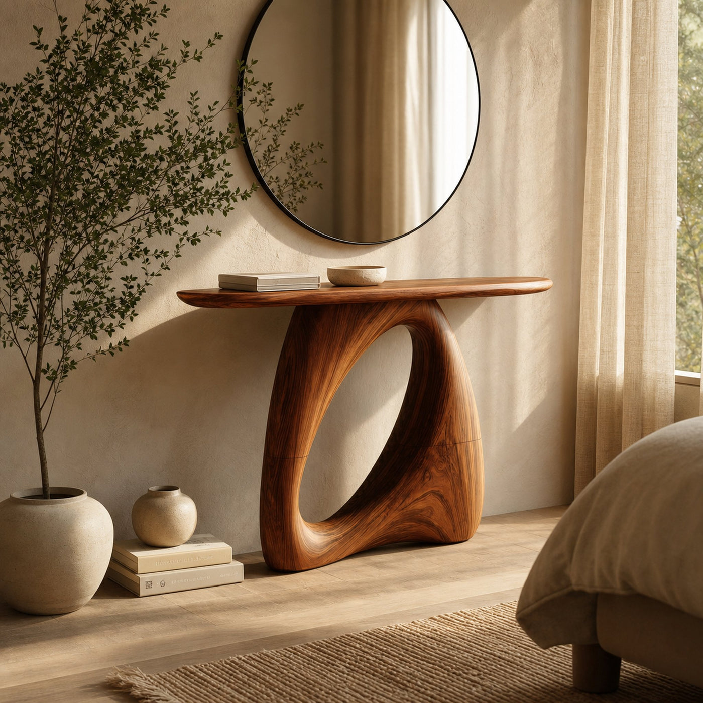 Mid Century Live Edge Console Table Organic Modern For Living Room Decor - product view 6