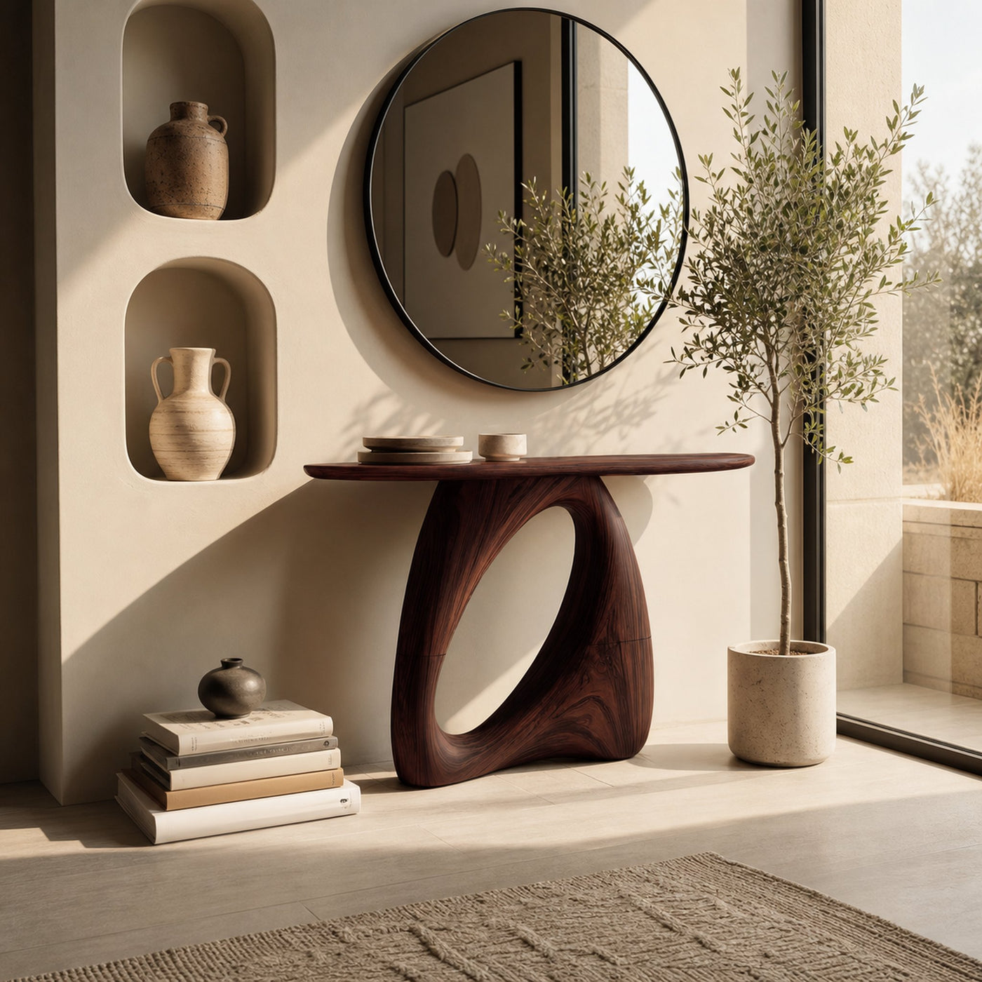 Mid Century Live Edge Console Table Organic Modern For Living Room Decor - product view 7