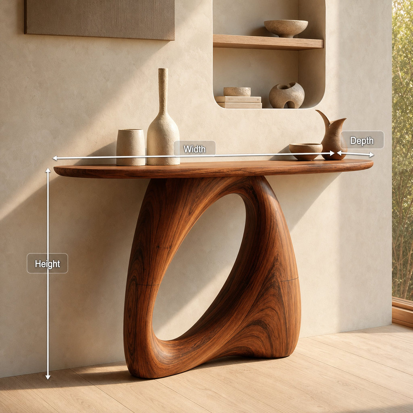 Mid Century Live Edge Console Table Organic Modern For Living Room Decor - product view 8