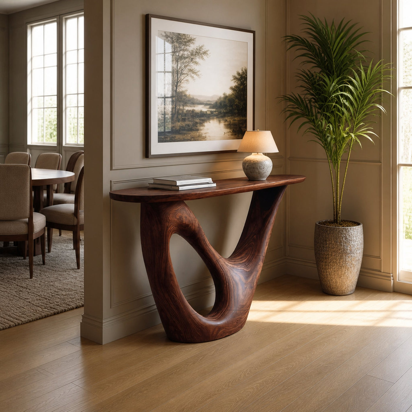 Mid Century Live Edge Console Table Sculptural Solid Wood For Living Room - product view 6