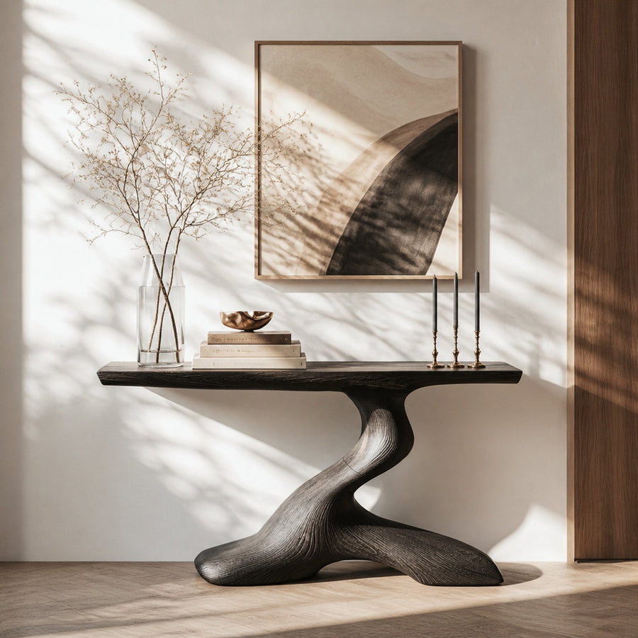 Mid Century Live Edge Desk For Living Room