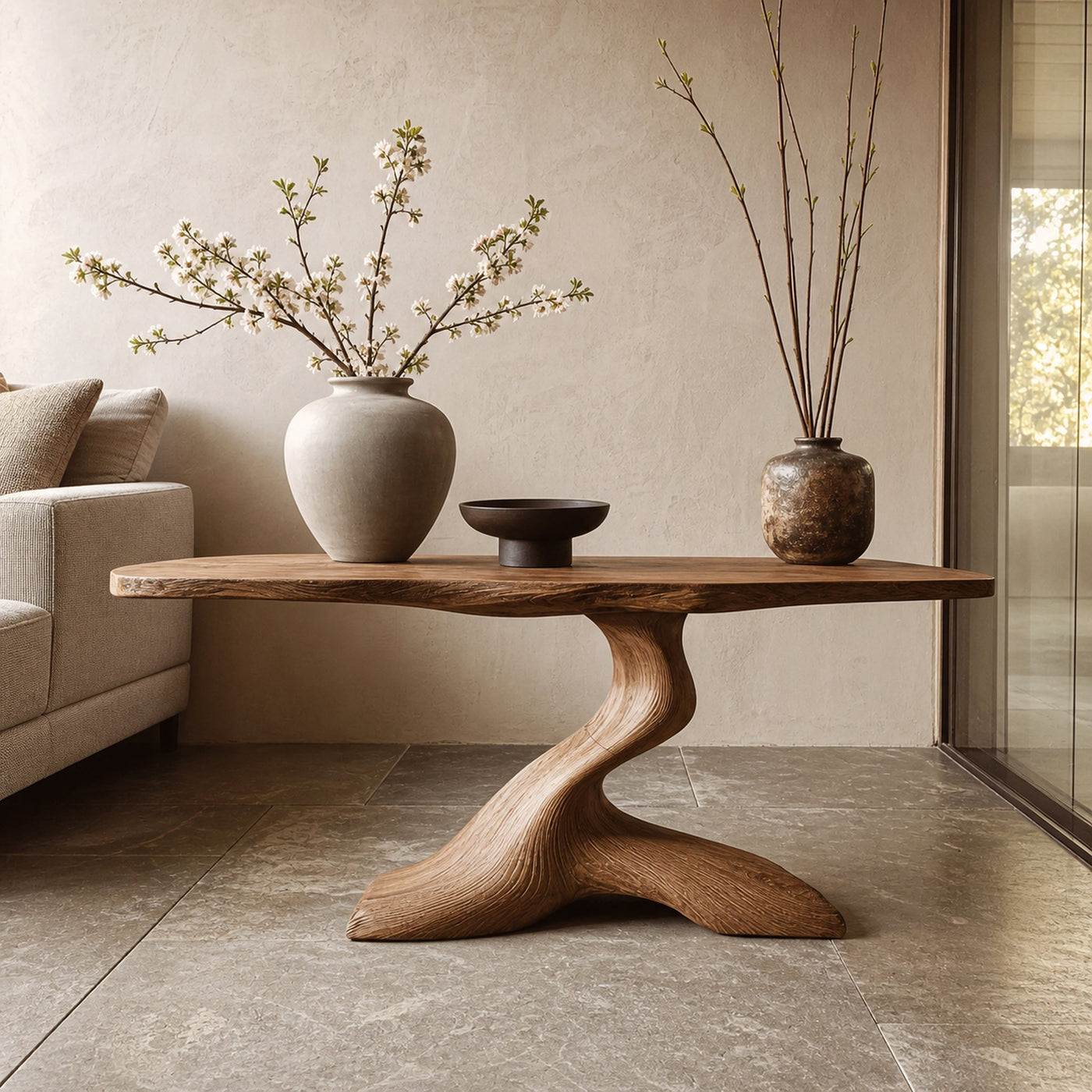 Mid Century Live Edge Desk For Living Room - product view 3