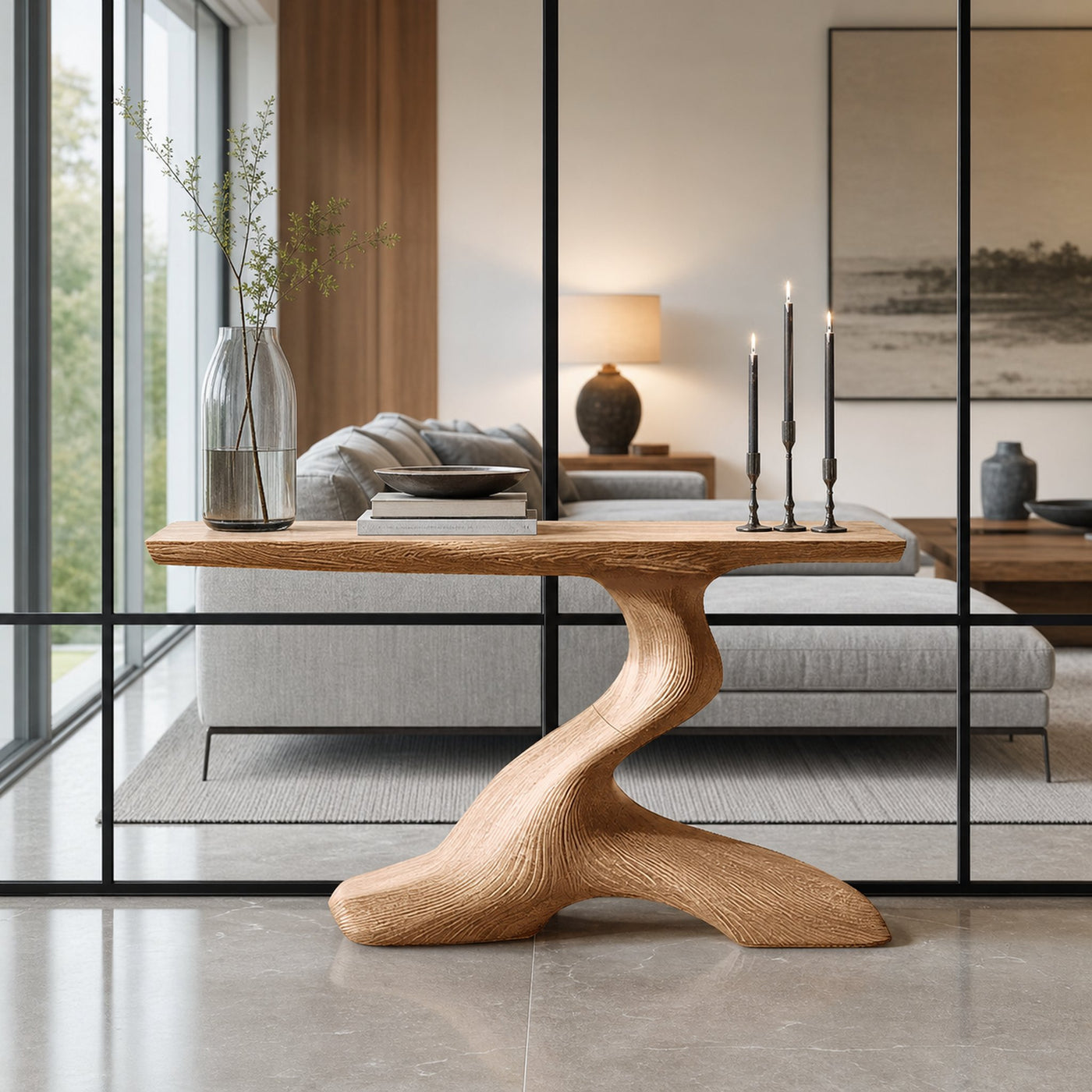 Mid Century Live Edge Desk For Living Room - product view 5