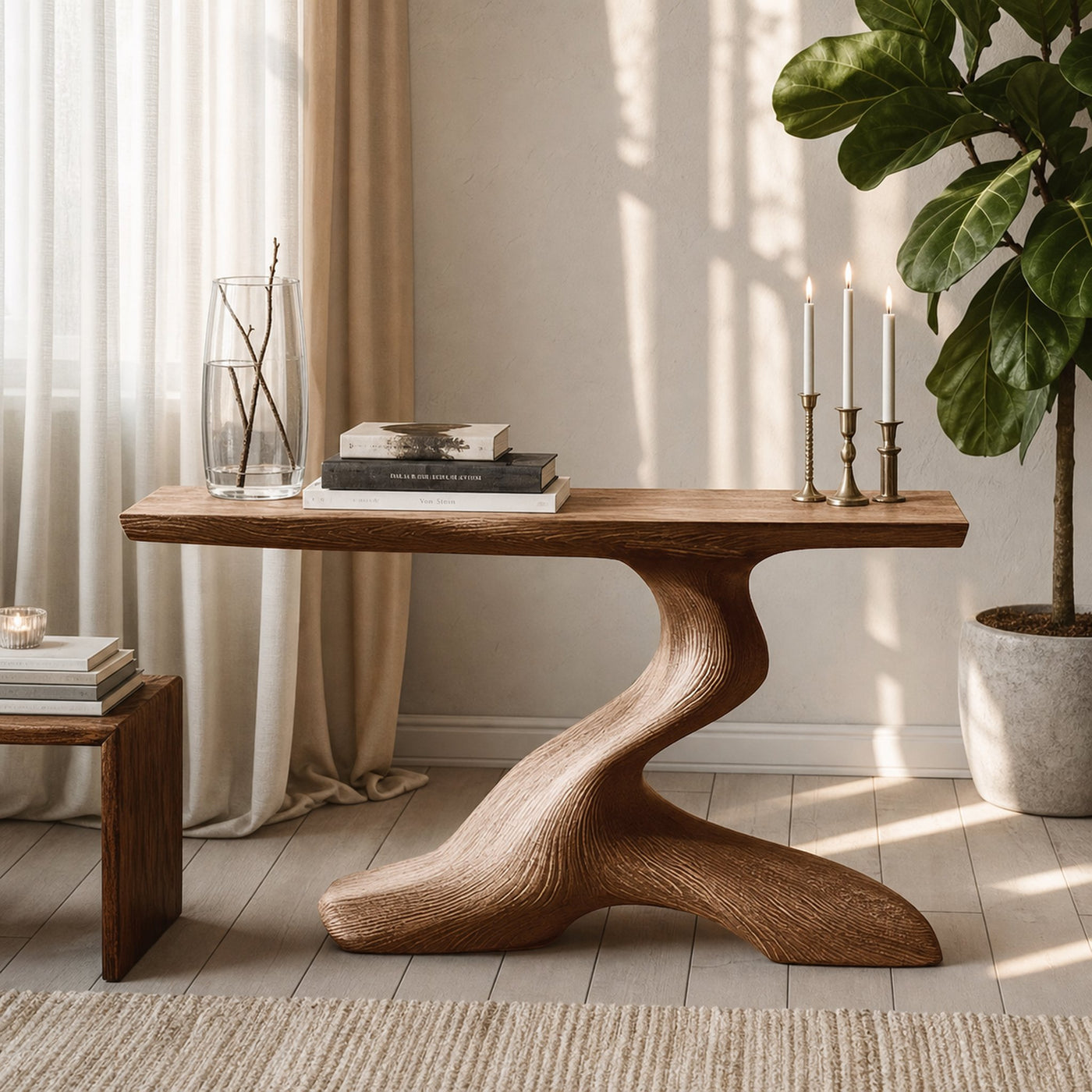 Mid Century Live Edge Desk For Living Room - product view 6