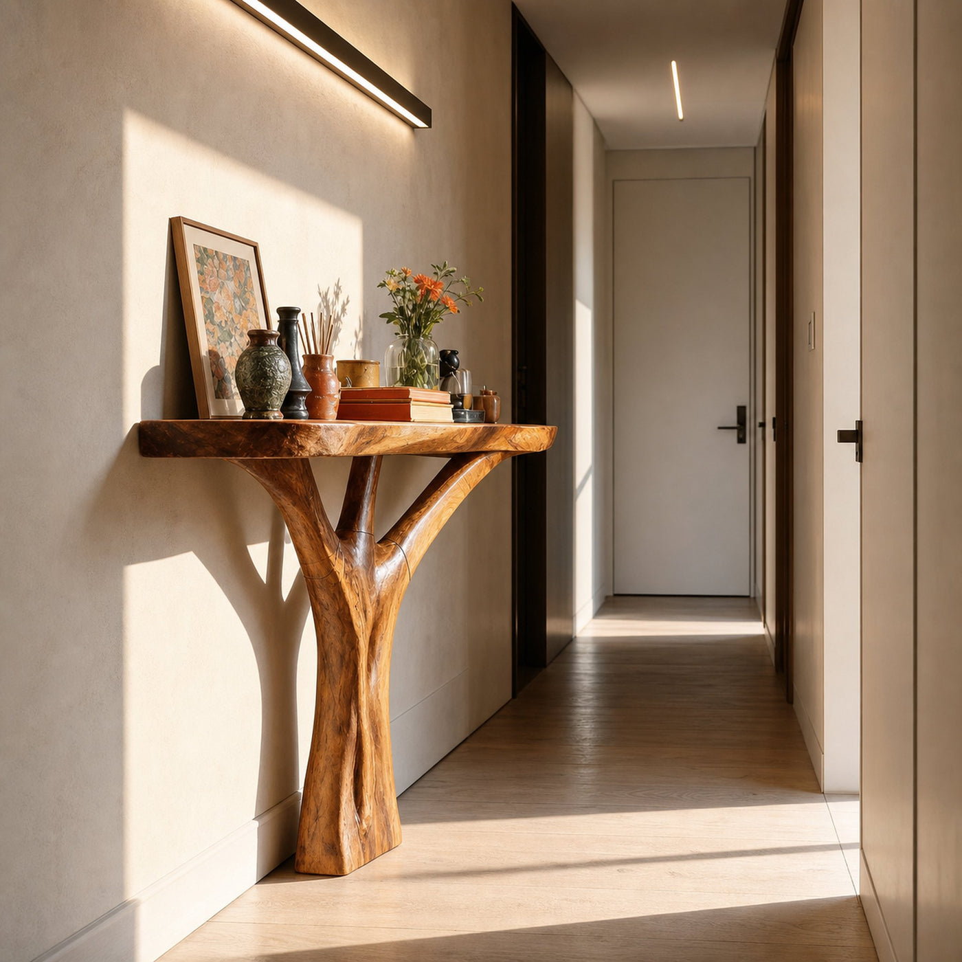 Mid Century Live Edge Entryway Table Artistic Wood For Modern Home Decor - product view 2