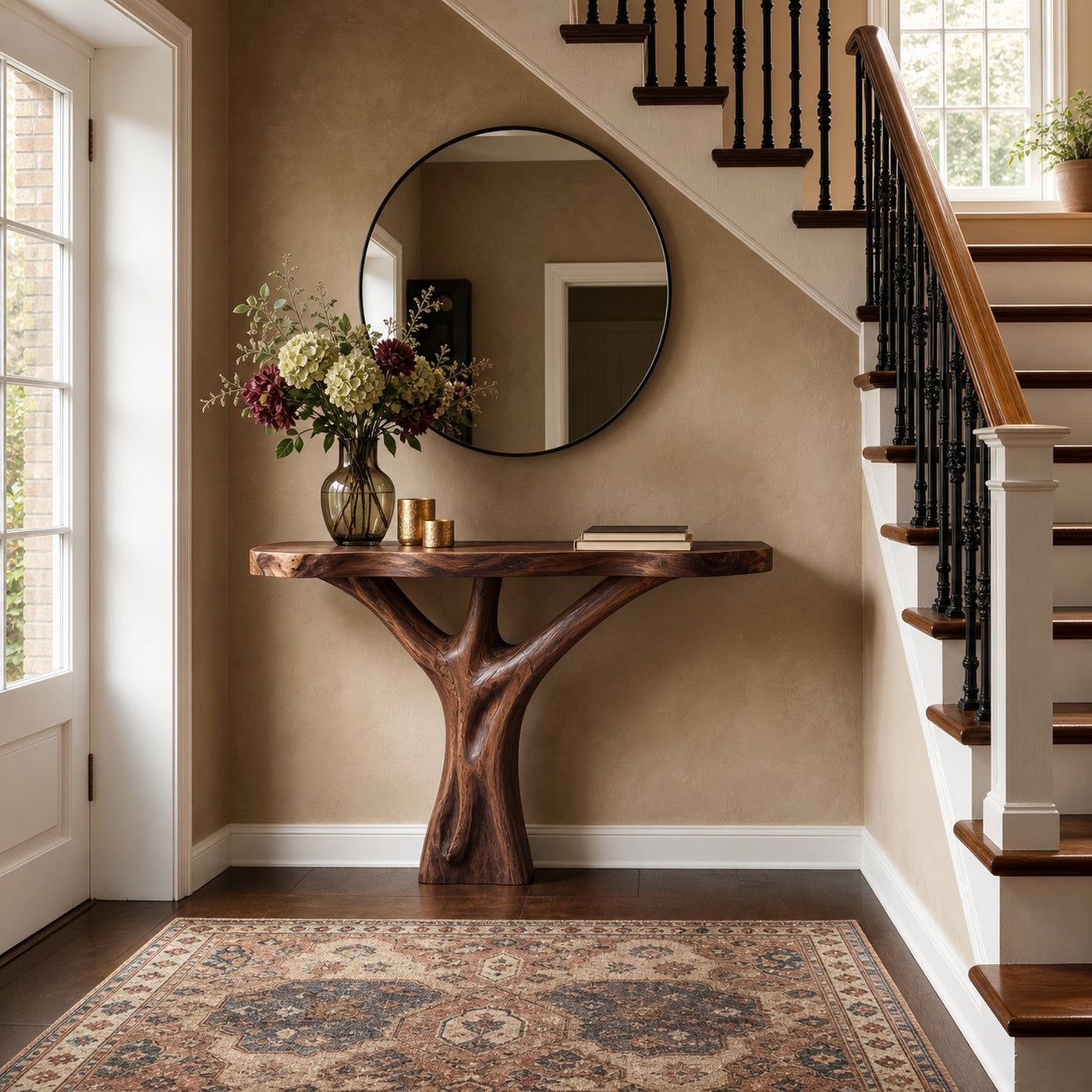 Mid Century Live Edge Entryway Table Artistic Wood For Modern Home Decor - product view 7