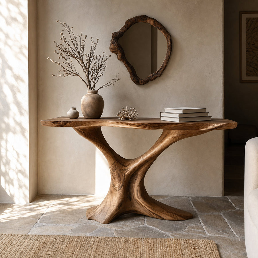 Mid Century Live Edge Entryway Table For Bedroom Decor And Display