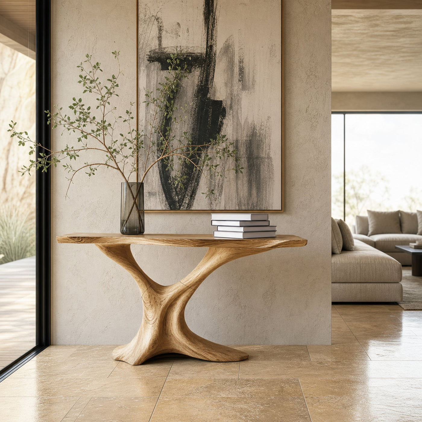 Mid Century Live Edge Entryway Table For Bedroom Decor And Display - product view 5