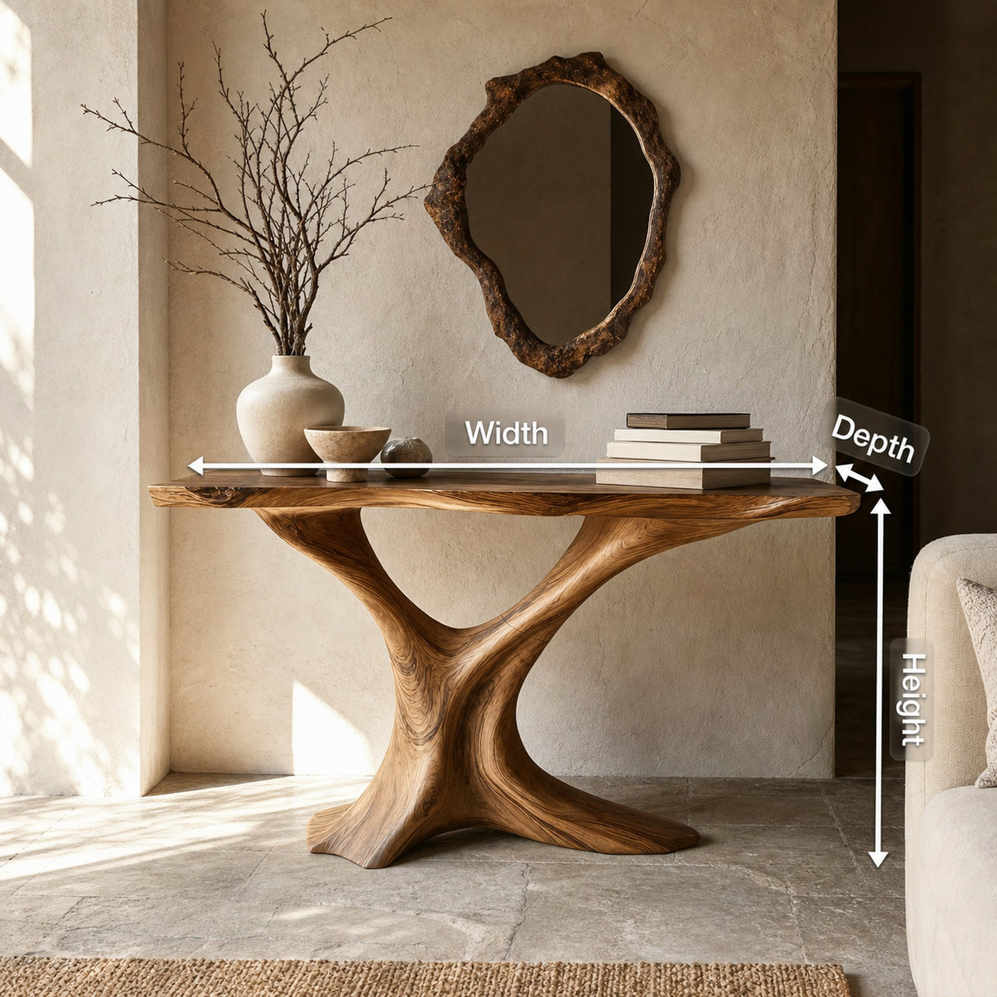 Mid Century Live Edge Entryway Table For Bedroom Decor And Display - product view 8