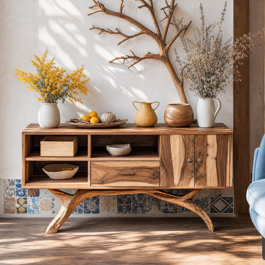 Mid Century Live Edge Entryway Table For Bedroom Decor Inspiration