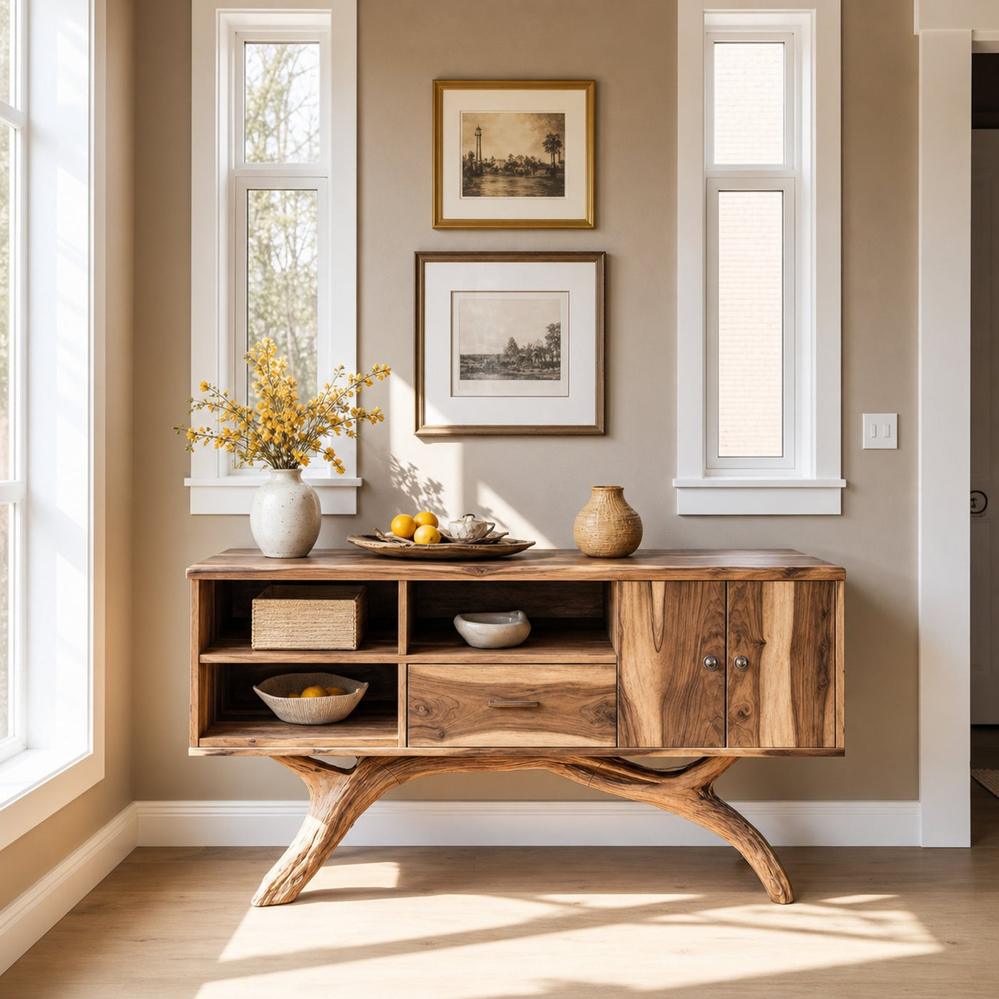Mid Century Live Edge Entryway Table For Bedroom Decor Inspiration - product view 6