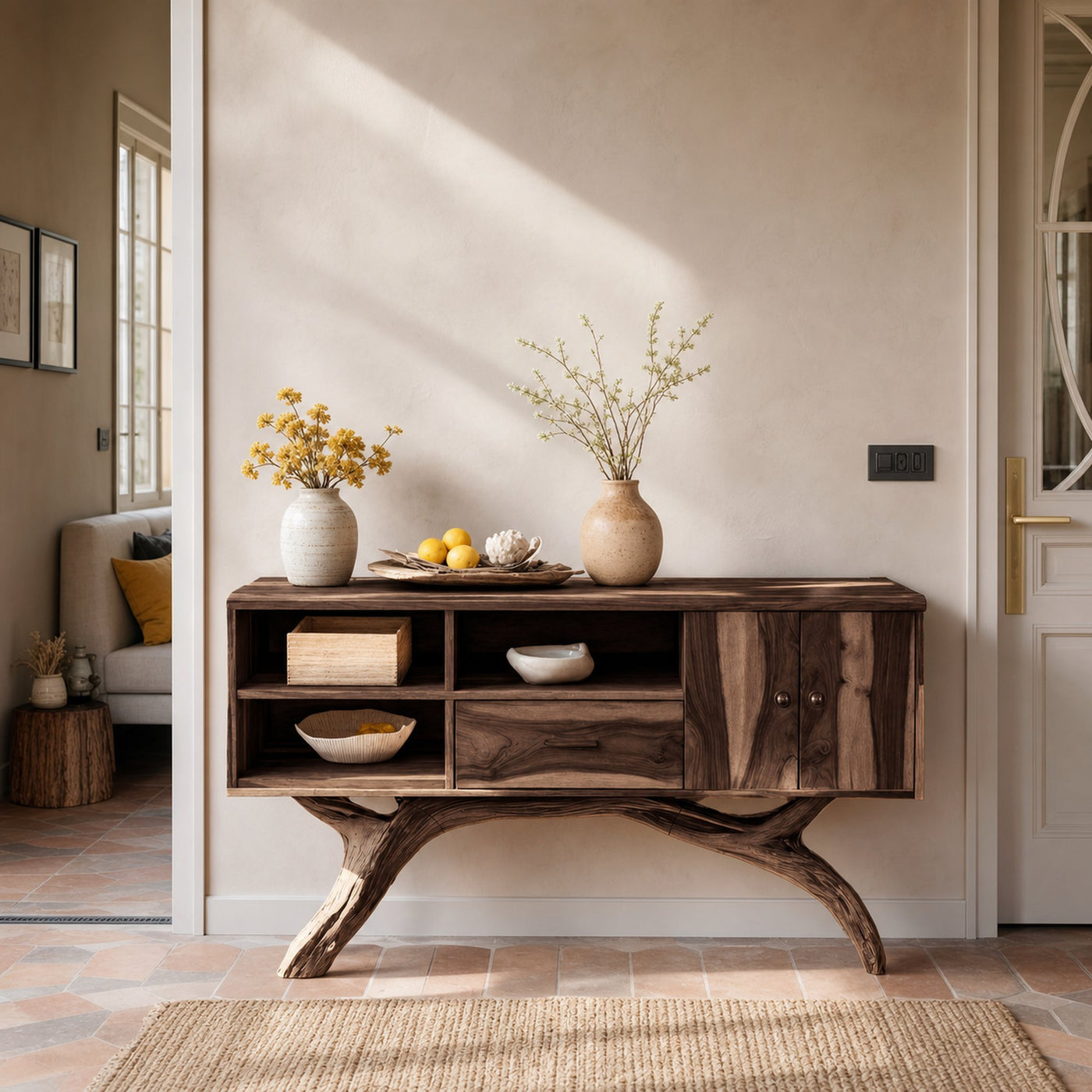 Mid Century Live Edge Entryway Table For Bedroom Decor Inspiration - product view 7