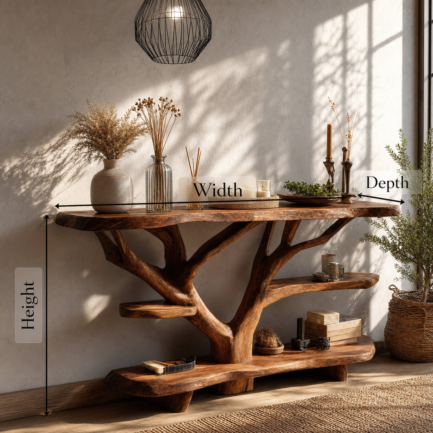 Mid Century Live Edge Entryway Table For Contemporary Bedroom Decor - product view 6
