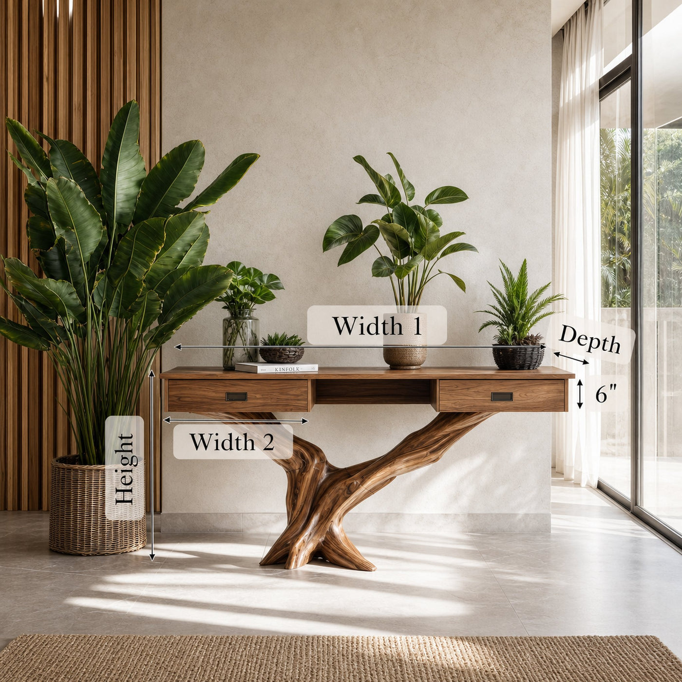 Mid Century Live Edge Entryway Table For Living Room - product view 6