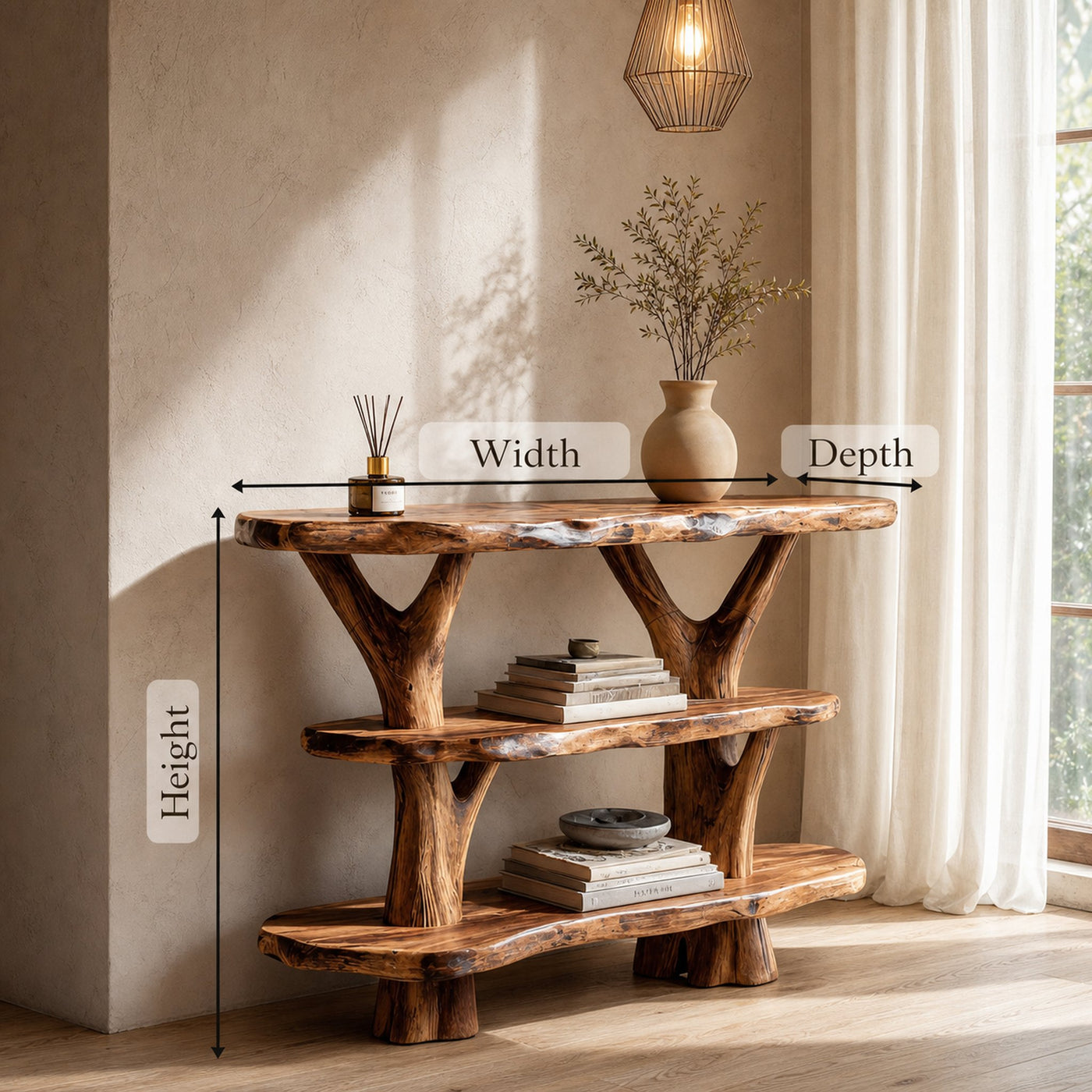 Mid Century Live Edge Entryway Table For Modern Rustic Living Room - product view 5