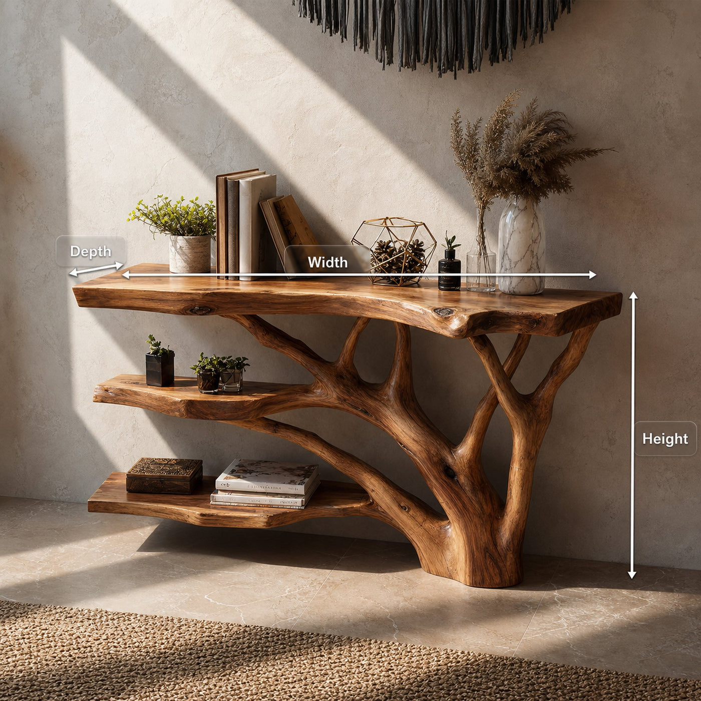 Mid Century Live Edge Entryway Table For Rustic Bedroom Furniture - product view 8