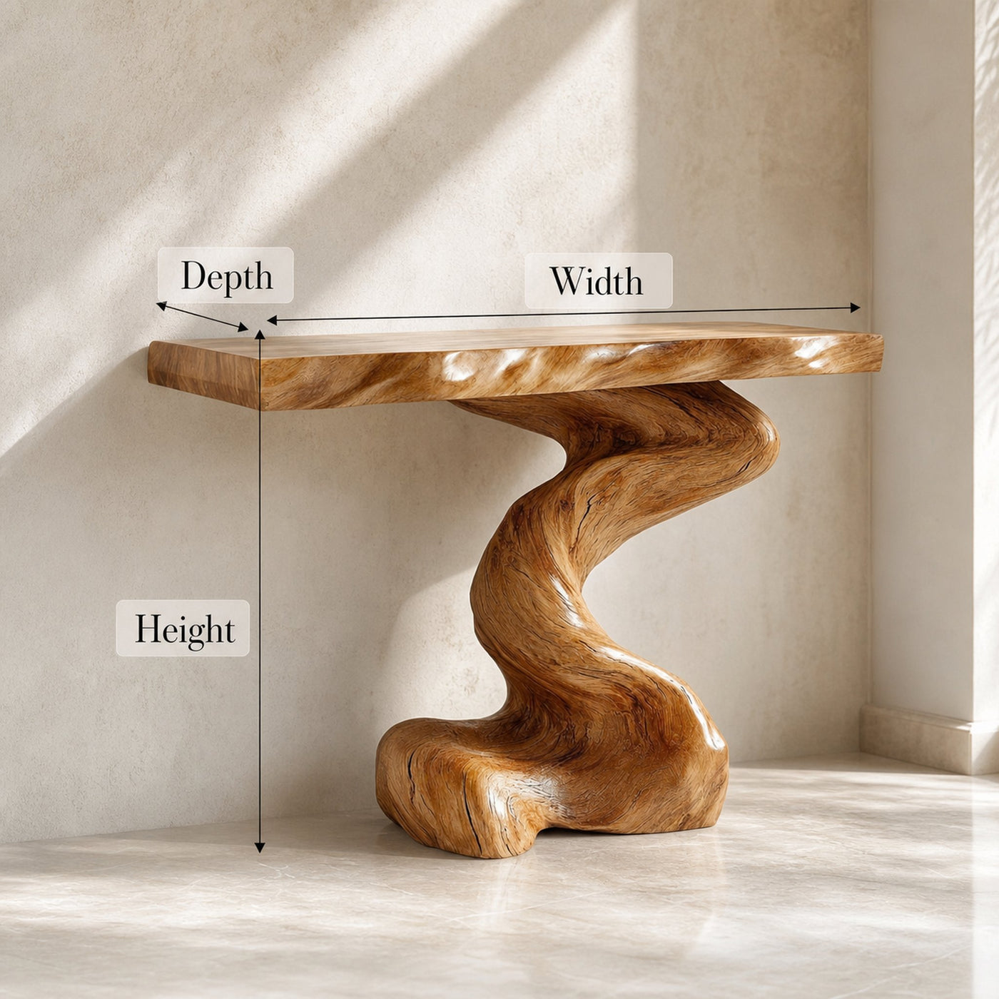 Mid Century Modern Console Table Sculptural Wood Art Living Area Entry - product view 8