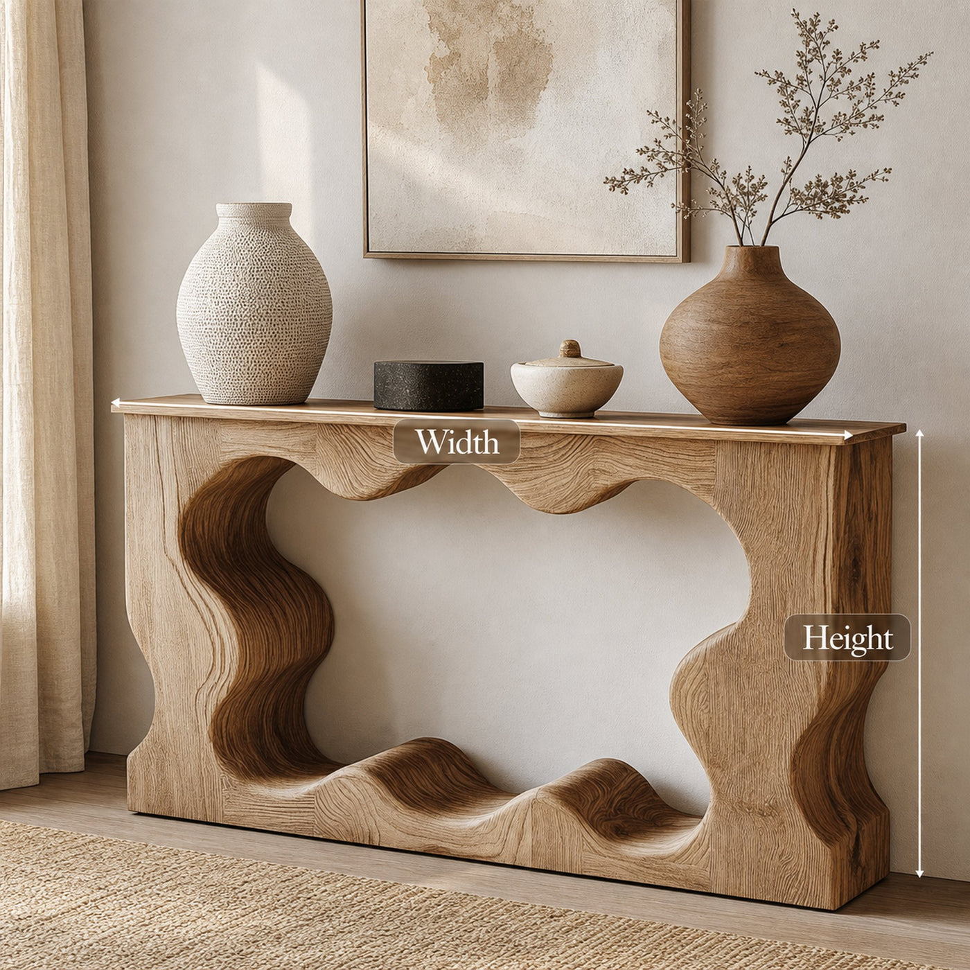 Mid Century Modern Console Table Unique Wave Form Entrance Display - product view 4
