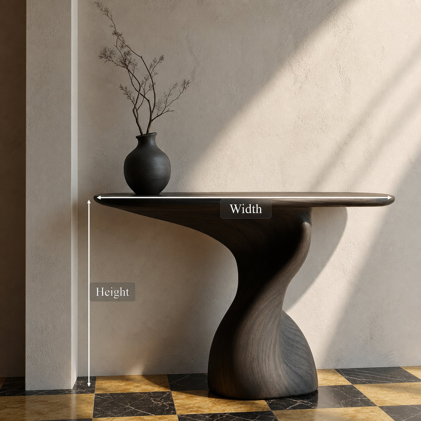 Mid Century Modern Console Table Wood Sculpture Living Room - product view 4
