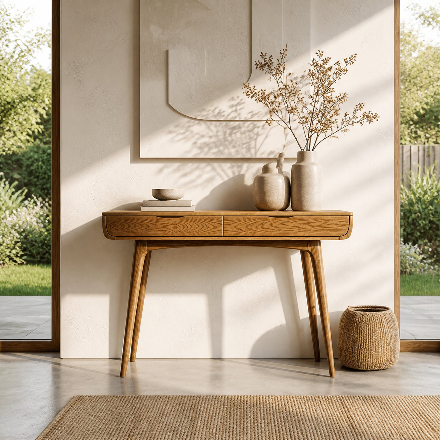 Mid Century Natural Wood Console Table For Hallway Decor - product view 5